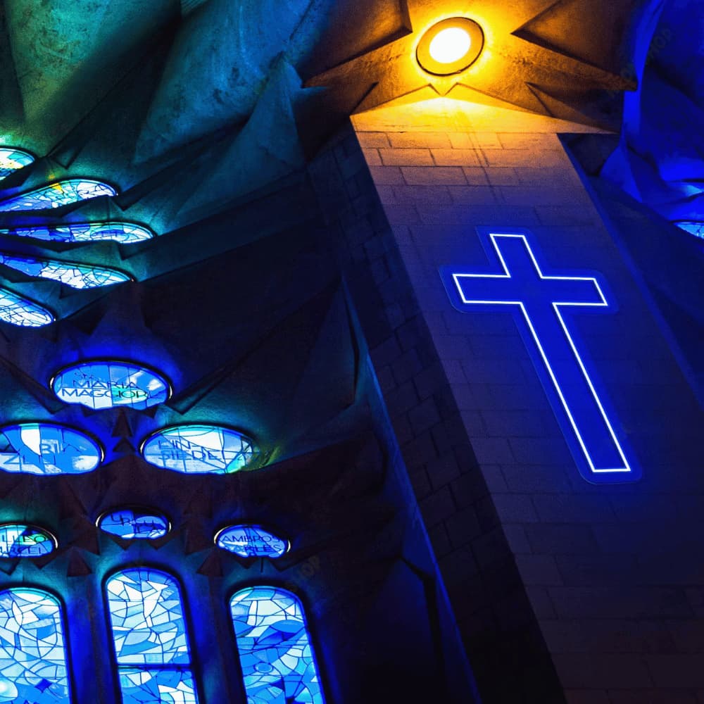 Néon LED Croix religieuse