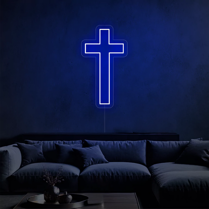 neon-Croix_religieuse-blue