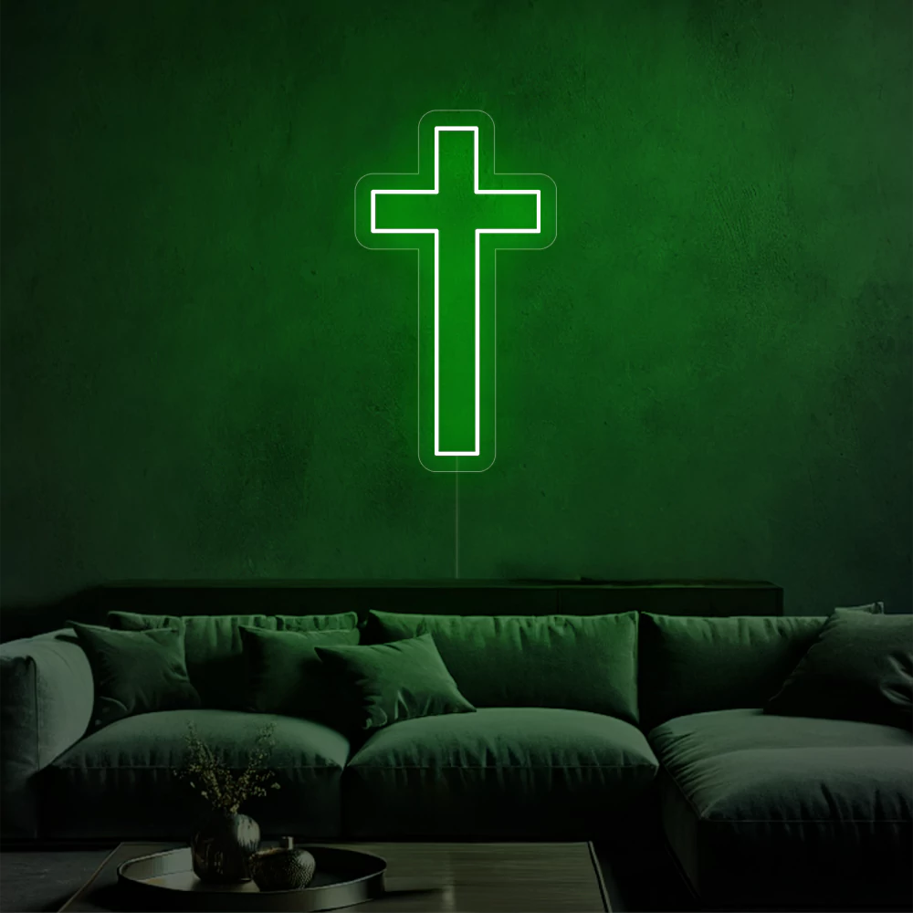 neon-Croix_religieuse-green