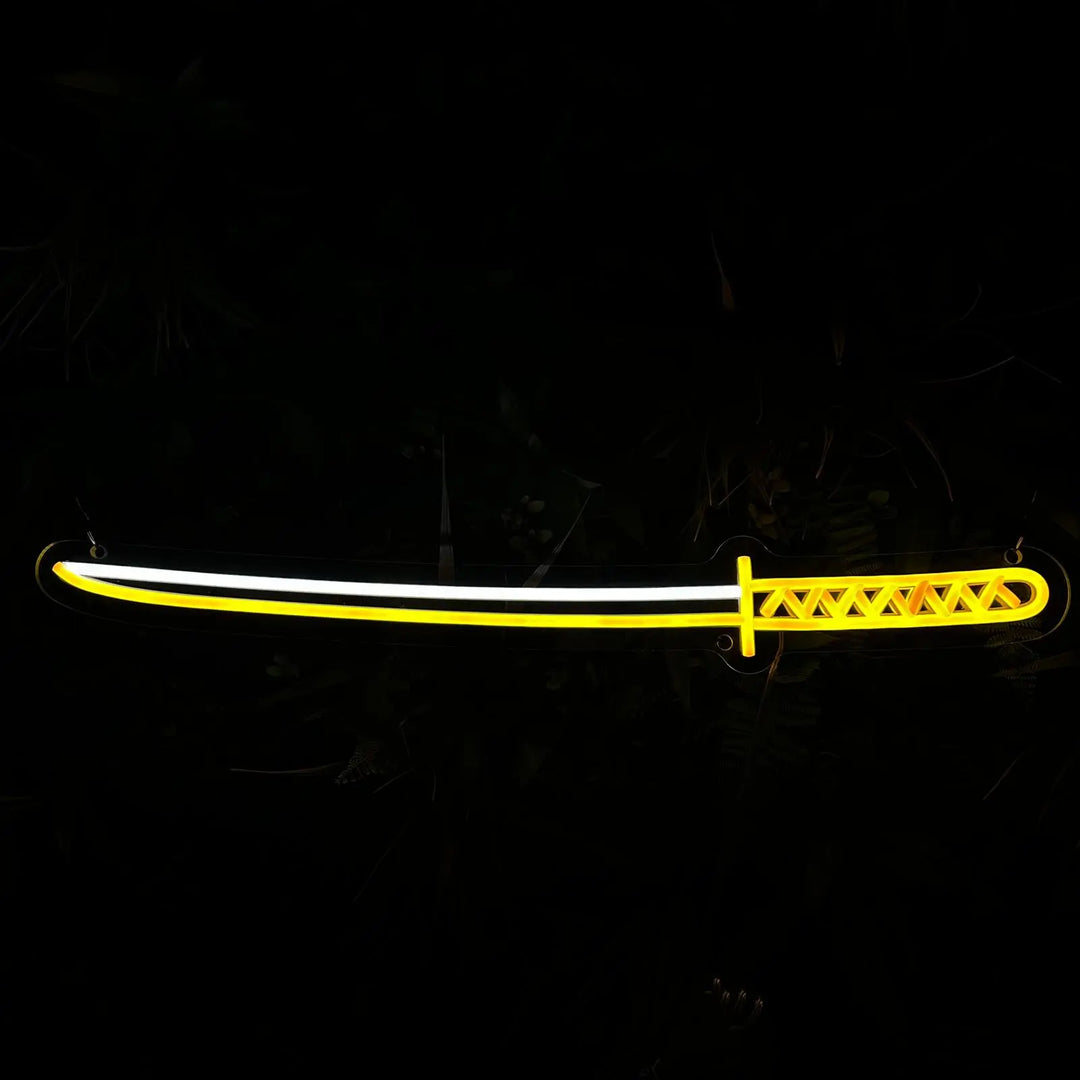 neon led décoratif katana jaune