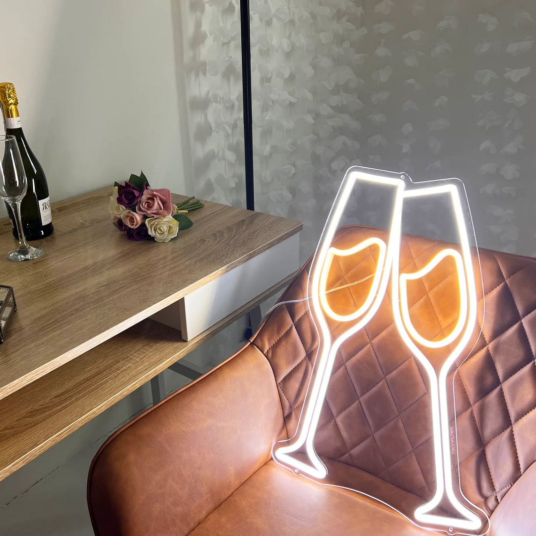 neon mural coupe de champagne