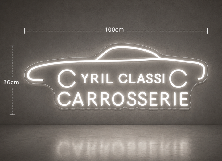 CYRIL CLASSIC CARROSSERIE 100x36cm néon personnalisé