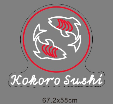 Néon personnalisé Kokoro Sushi 67,2x58cm