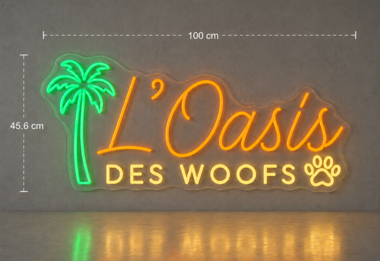 L'OASIS DES WOOFS néon personnalisé