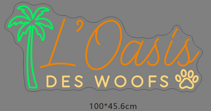 L'OASIS DES WOOFS néon personnalisé