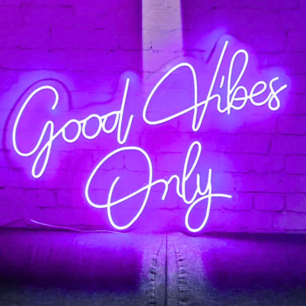 neon deco good vibes violet
