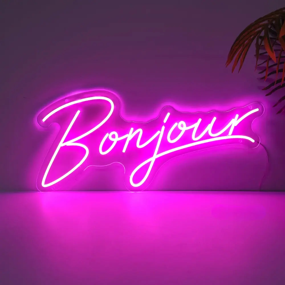 neon mural bonjour