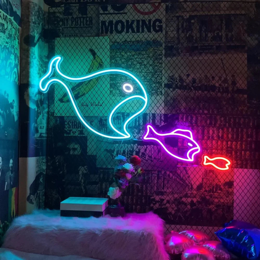néon mural décoratif poisson