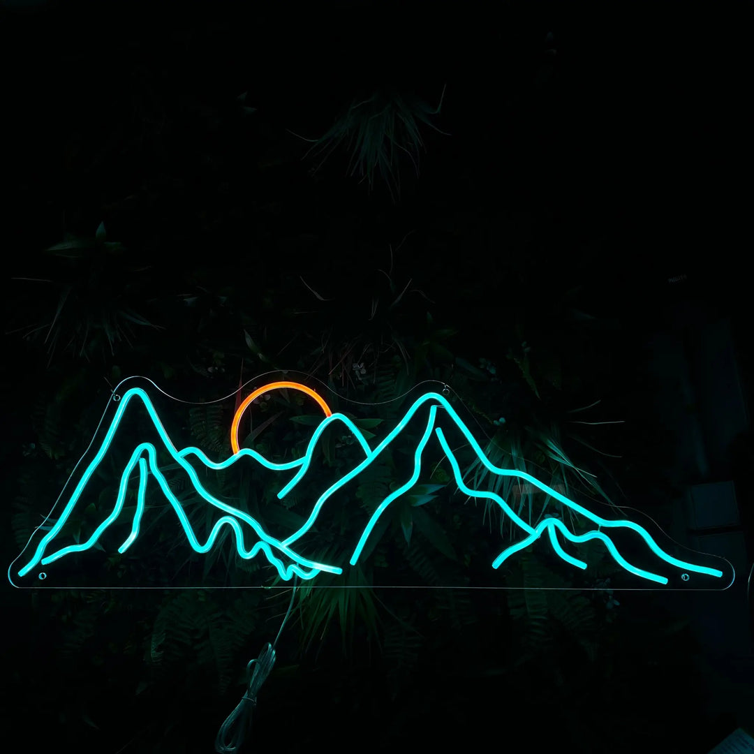néon mural montagne