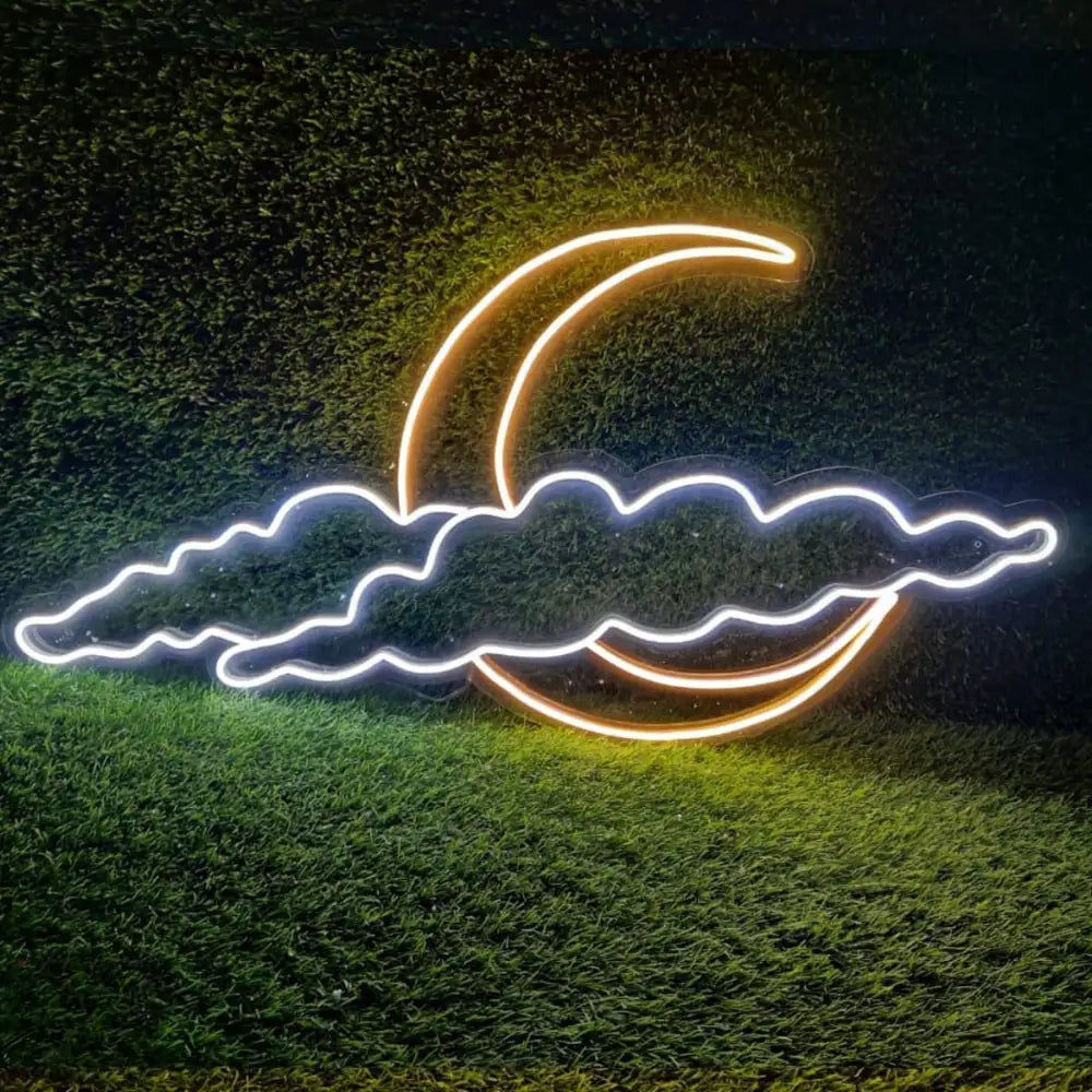 neon LED croissant de lune et nuage