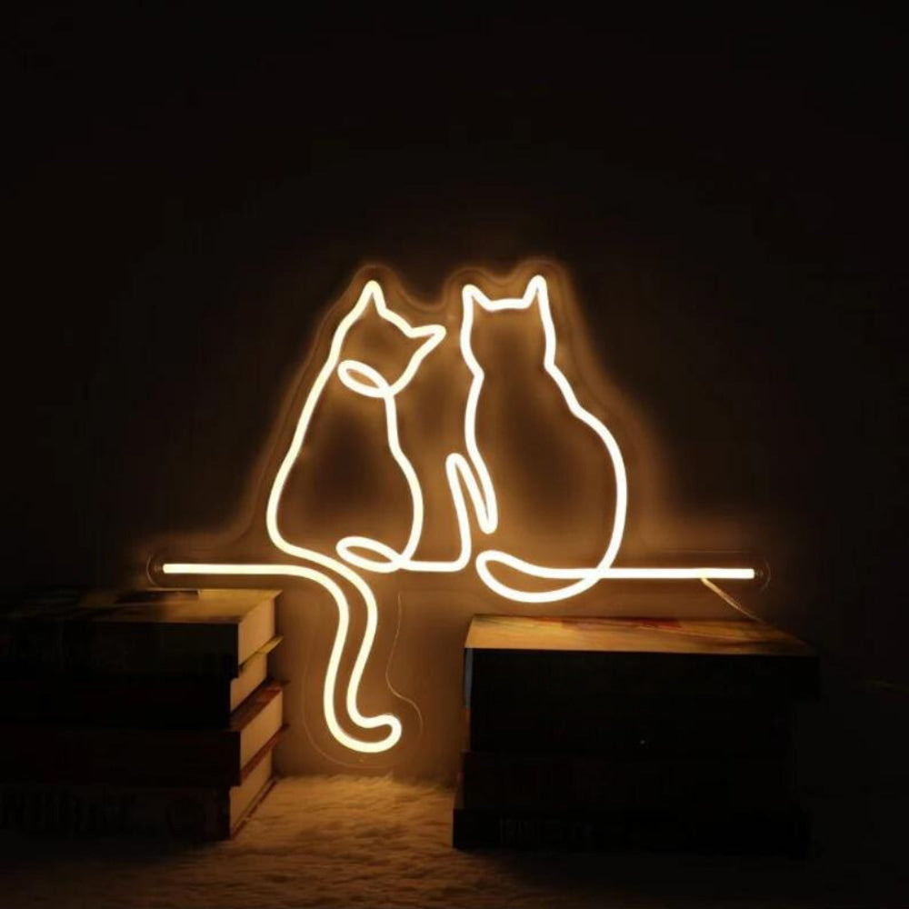 neon chat blanc