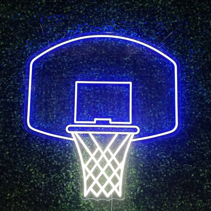 néon panier de basket bleu
