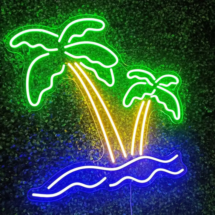 neon mural palmier