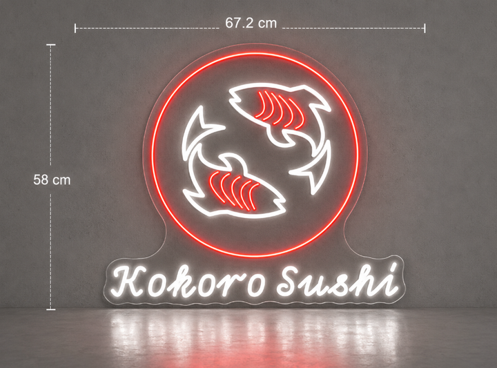 Néon personnalisé Kokoro Sushi 67,2x58cm