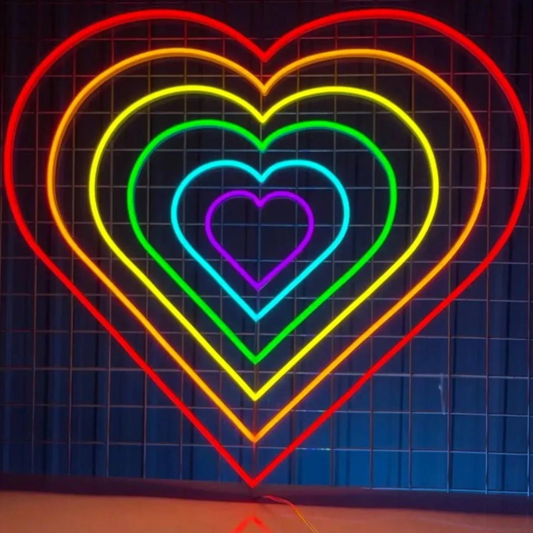 Néon LED Coeur Arc en ciel