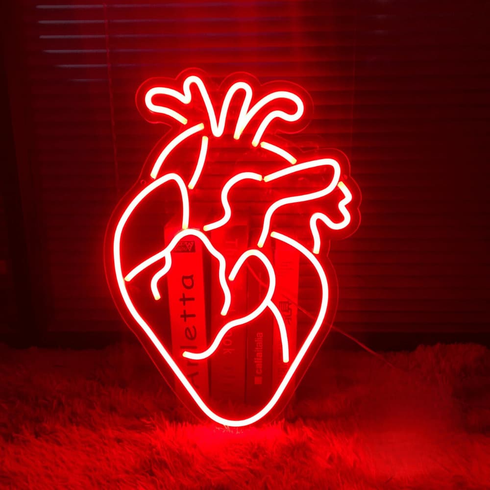 Lampe néon LOVE ET COEUR sur socle