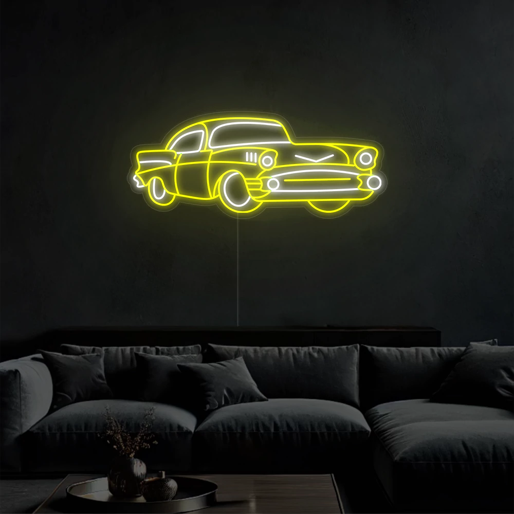 neon-mural_voiture_vintage-yellow