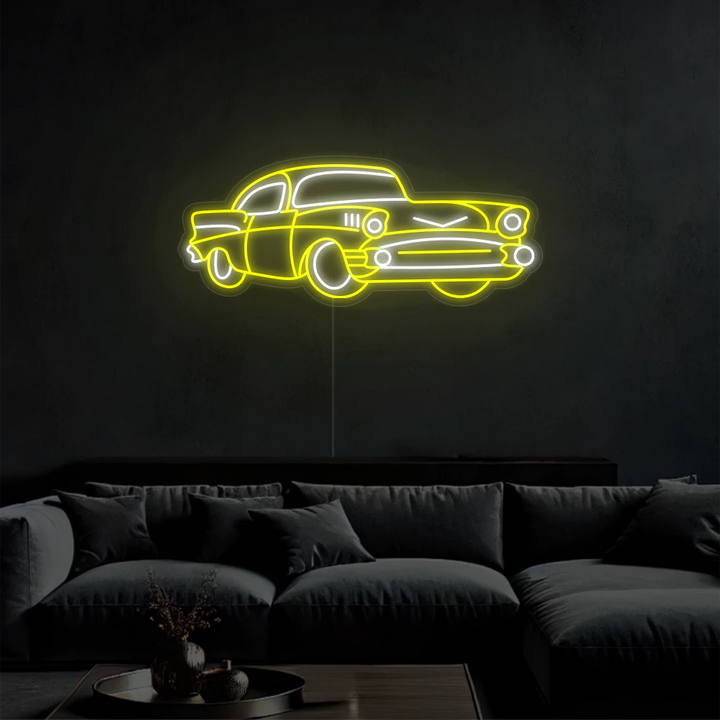 neon-mural_voiture_vintage-yellow