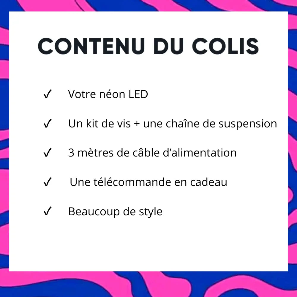 logo neon contenu colis