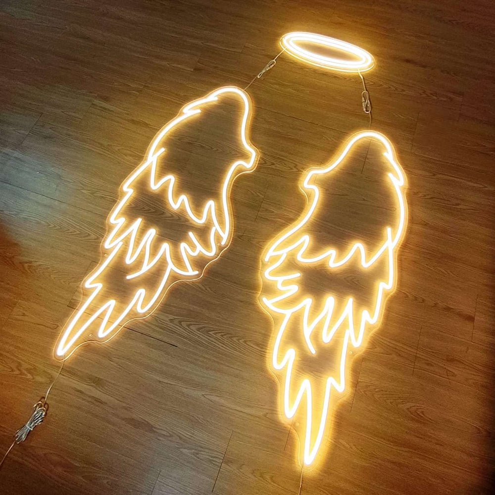 néon mural aile d'ange