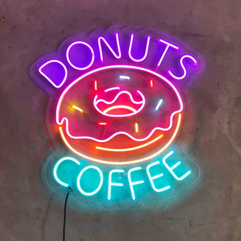 neon donuts coffee
