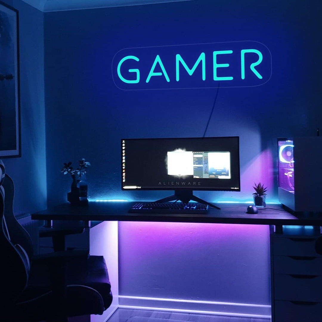 neon gamer bleu