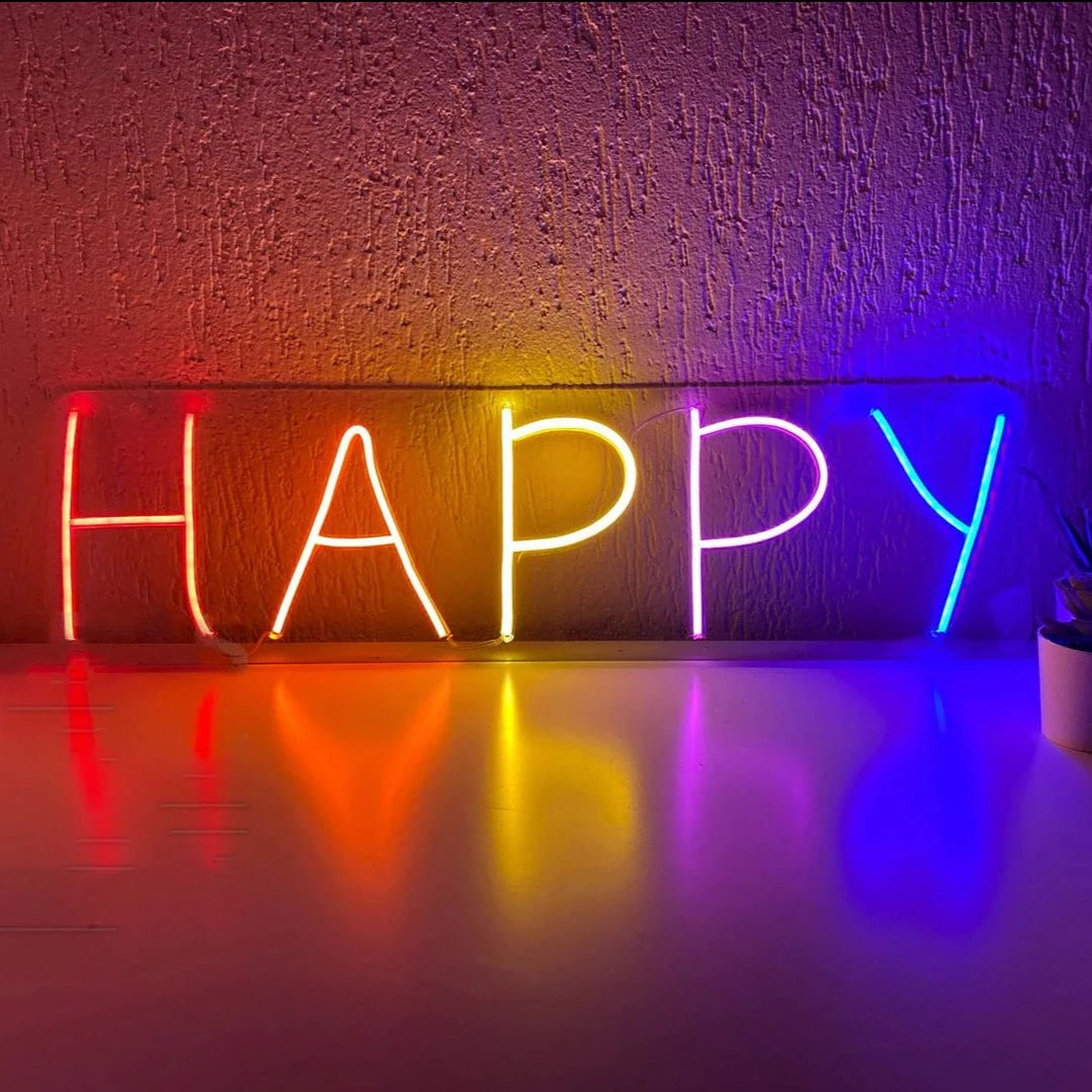 neon deco happy