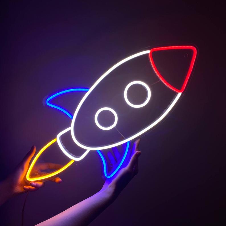 neon deco rocket