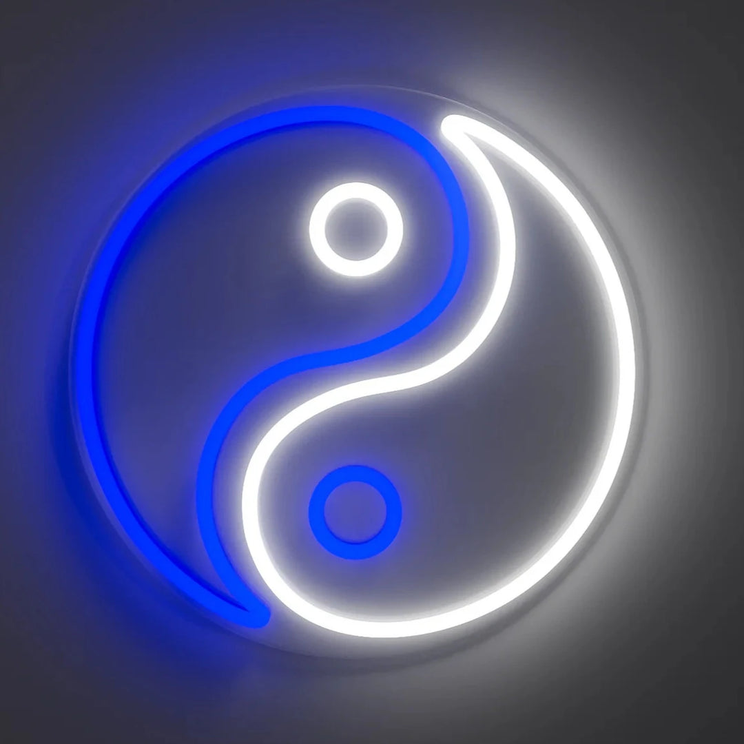 neon ying yang bleu