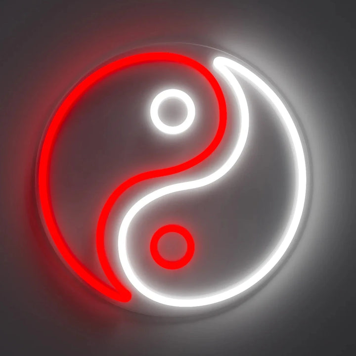 neon ying yang rouge