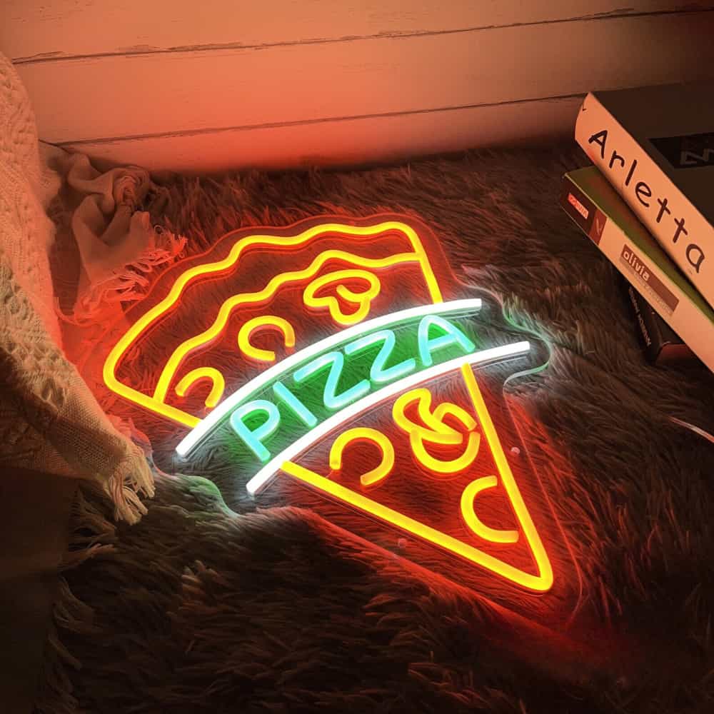 neon pizza restaurant bar